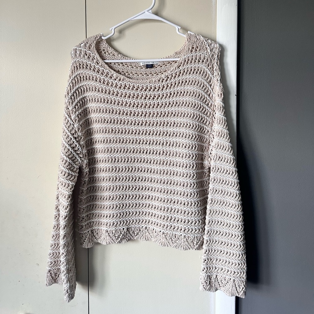 American Eagle Cream Knit Sweater
